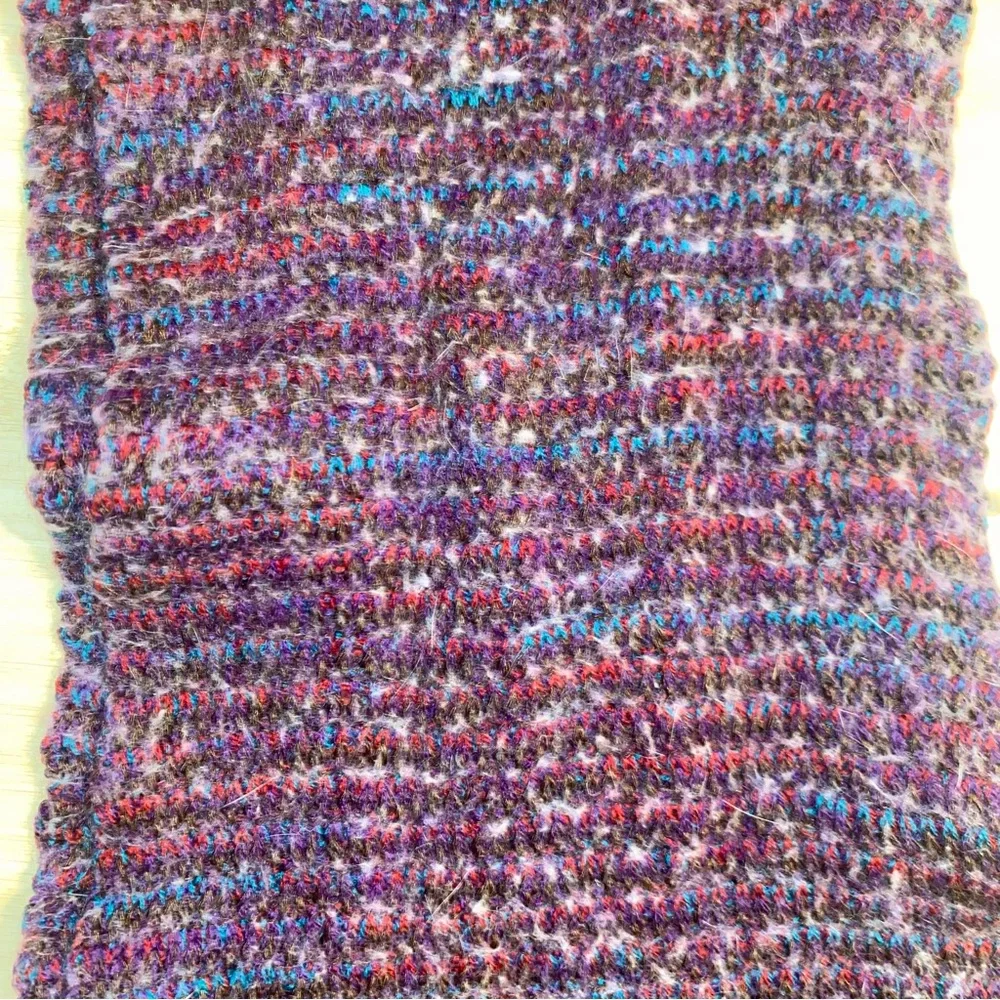 Echo Vintage Multicolor Scarf Wool Angora Blend Made in Japan Purple Blue Y2K